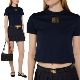 MIUMIU 미우미우 골드패치 크롭 반팔 2COLOR
