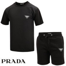PRADA 프라다 우븐 빅패치 반팔 & 반바지 세트