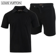 LOUIS VUITTON 루이비통 엠보 로고 오픈 카라 반팔 & 반바지 셋트