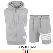 THOM BROWNE 톰브라운 사이드 4바 민소매 후드집업 & 반바지 세트