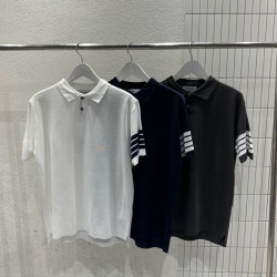 THOM BROWNE 톰브라운 사선완장 카라 니트 반팔
