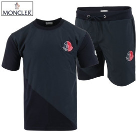 MONCLER 몽클레어 언발 배색 칼라 패치 반팔 & 반바지 세트