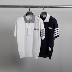 THOM BROWNE 톰브라운 리버스 4바 반팔 카라 니트