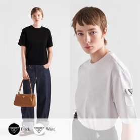 PRADA 프라다 소매 포켓 저지 티셔츠