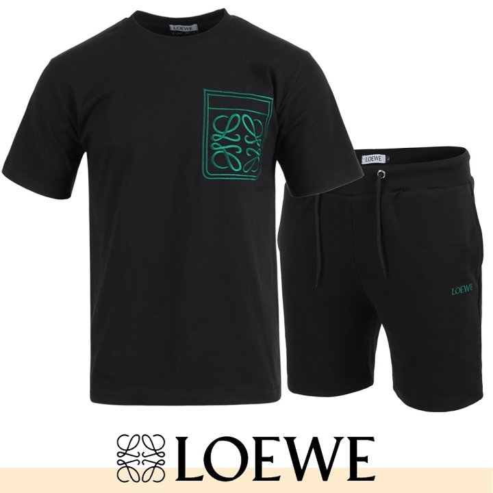 LOEWE 로에베 그린 자수 반팔 & 반바지 셋트