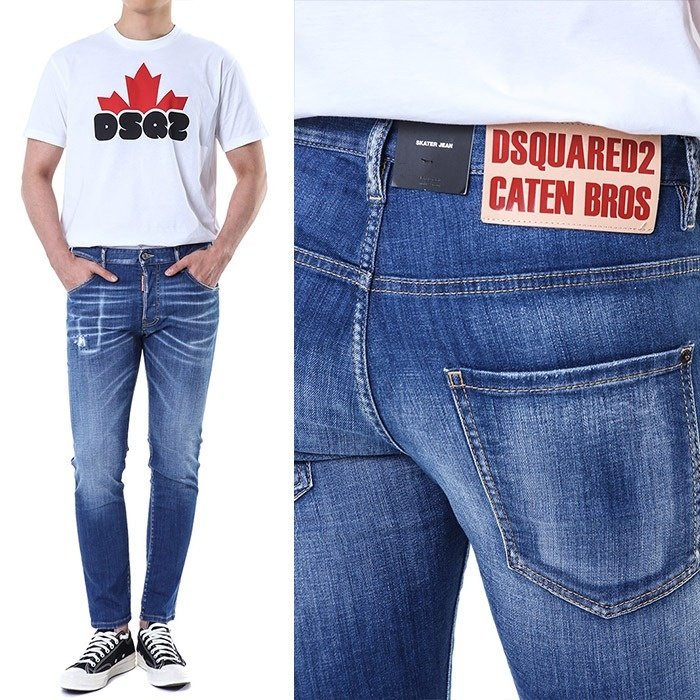 DSQUARED2 디스퀘어드2 케이튼브로스패치 스티치포인트 중청 워싱진