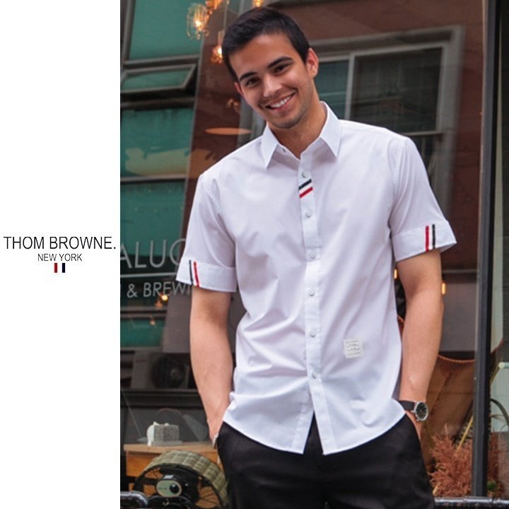 THOM BROWNE 톰브라운 펀 믹스 반팔 셔츠