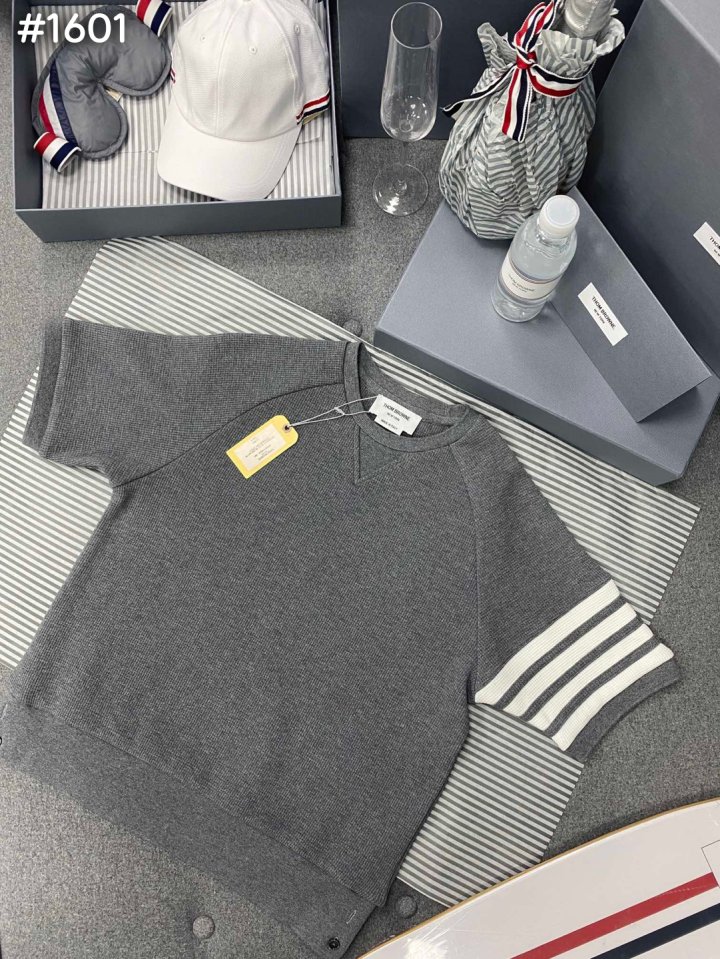 THOM BROWNE 톰브라운 4바 스트라이프 와플 반팔