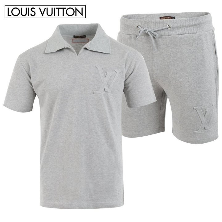 LOUIS VUITTON 루이비통 엠보 로고 오픈 카라 반팔 & 반바지 셋업
