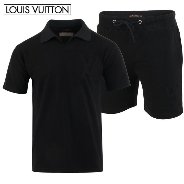 LOUIS VUITTON 루이비통 엠보 로고 오픈 카라 반팔 & 반바지 셋업