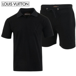LOUIS VUITTON 루이비통 엠보 로고 오픈 카라 반팔 & 반바지 셋업
