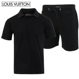 LOUIS VUITTON 루이비통 엠보 로고 오픈 카라 반팔 & 반바지 셋업