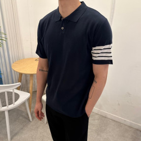 THOM BROWNE 톰브라운 사선완장 카라 반팔니트 2COLOR