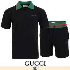 GUCCI 구찌 시그니처 시보리 오픈 카라 반팔 & 반바지 셋업