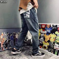 PRADA 프라다 플라워 레이스 클래식 워싱 데님 팬츠