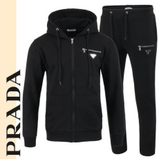 PRADA 프라다 지퍼 로고 후드 집업 셋업 2COLOR