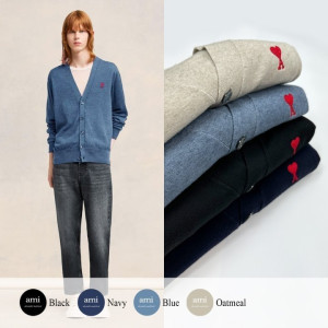 AMI 아미 드 꾀흐 엠브로이더리 니트 가디건