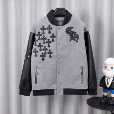 CHROME HEARTS 크롬하츠 멀티 크로스 레더 믹스 바시티 자켓