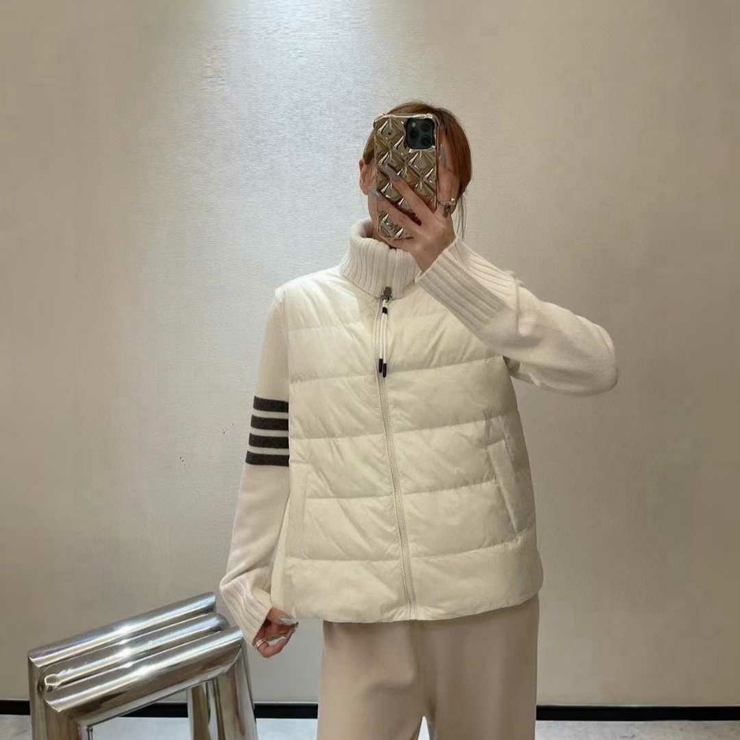 THOM BROWNE 톰브라운 라펠 니트 다운자켓