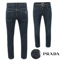 PRADA 프라다 클래식 삼각 레더 진청 슬림진