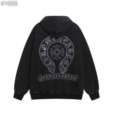 CHROME HEARTS 크롬하츠 비즈 포인트 레더 크로스 후드티셔츠