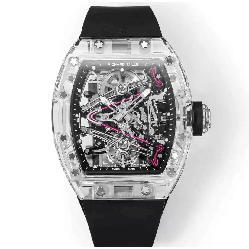 RICHARD MILLE 리차드밀 부바왓슨 투명 투르비옹 스켈레톤 다이얼 블랙 러버밴드 RM38-02