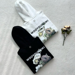 WOOYOUNGMI 우영미 뉴시즌 플라워 백로고 기모 후드 2COLOR