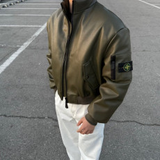 STONE ISLAND 스톤아일랜드 레더 봄버 자켓 2COLOR