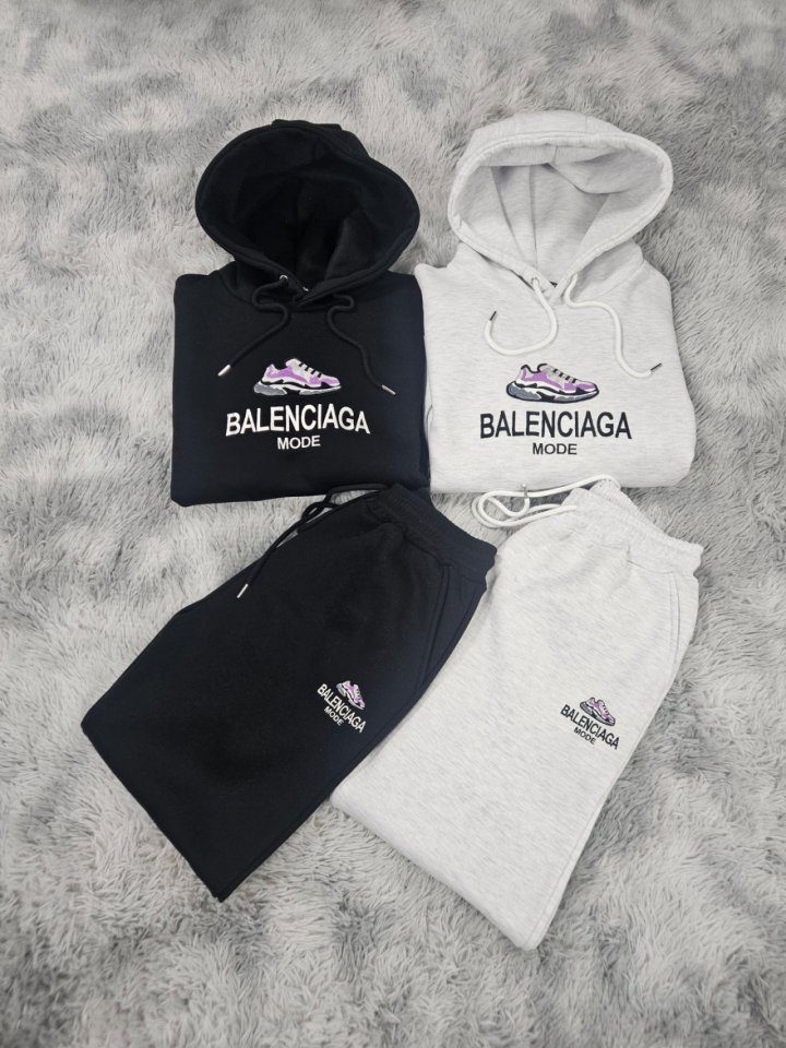 BALENCIAGA 발렌시아가 슈즈 자수 기모 후드&조거 팬츠 세트
