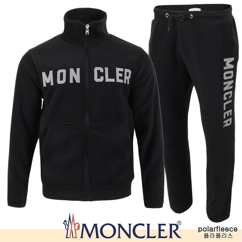 MONCLER 몽클레어 그레이 레터링 폴라폴리스 셋업