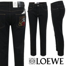 LOEWE 로에베 컬러 아나그램 부클 블랙 슬림 일자진