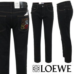 LOEWE 로에베 컬러 아나그램 부클 블랙 슬림 일자진