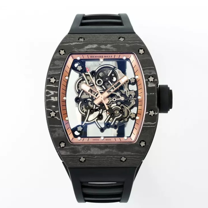 RICHARD MILLE 리차드밀 부바왓슨 블랙 카본 케이스 골드 포인트 블랙 밴드 RM-055
