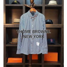 THOM BROWNE 톰브라운 클래식 라인 스트라이프 삼단 배색 웨일 셔츠