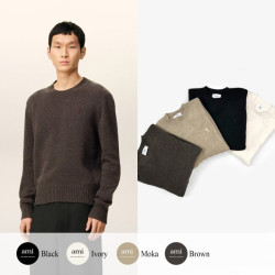 AMI 아미 드 꾀흐 까마이외 자수 크루넥 울 스웨터