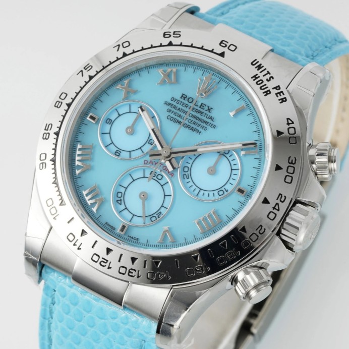 ROLEX 로렉스 데이저스트 데이토나 비치 에디션 티파니 로만 다이얼 가죽 스트랩 40mm 116519