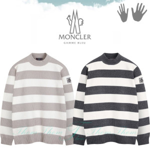MONCLER 몽클레어 감마블루 큰 단가라 반폴라 니트