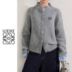 ●3월 판매 5위● LOEWE 로에베 체크 배색 니트 가디건 4COLOR