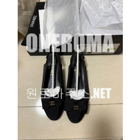 김*정 고객님 샤넬 리본 로고 블랙 슬링 플랫 슈즈