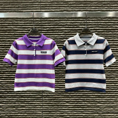 MIUMIU 미우미우 스트라이프 카라 티셔츠