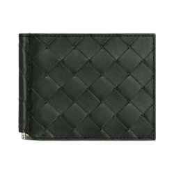●보테가 베네타  인트레치아토 빌 클립 지갑 다크 그린●