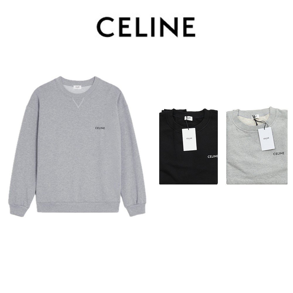 CELINE 셀린느 시그니처 로고 체스트 엠브로이더 맨투맨