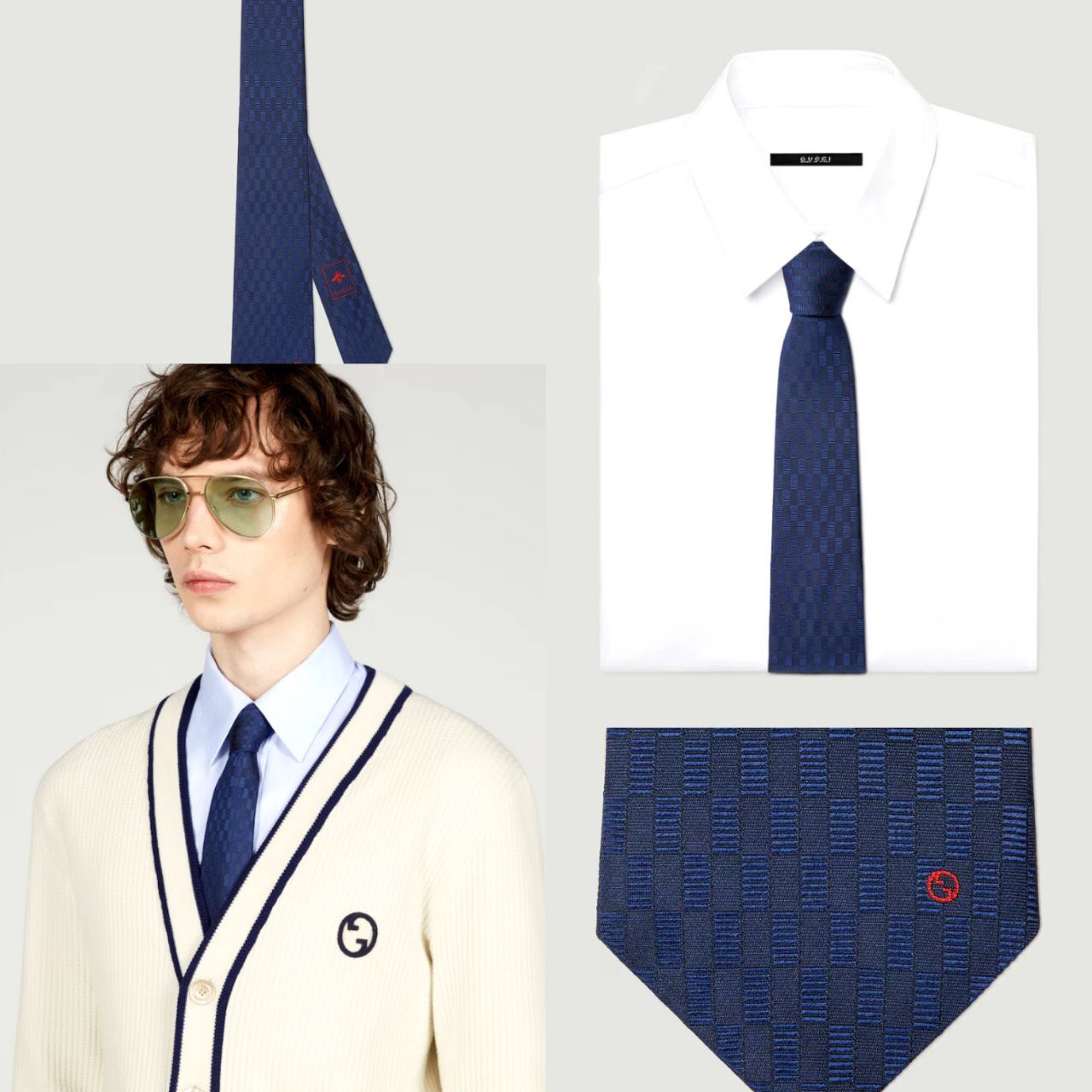 GUCCI 구찌 기하학적 실크 자카드 넥타이 2COLOR