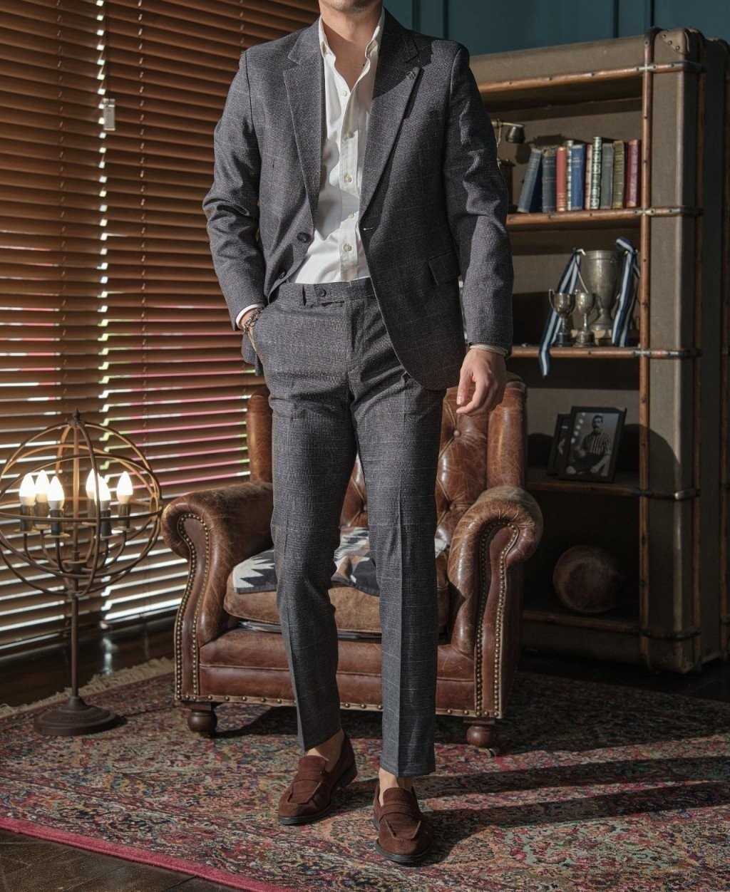 GUCCI 구찌 싱글 남성 현빈 체크슈트정장