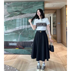 DIOR 디올 롱치마 카라반팔 셋트 (벨트 포함)