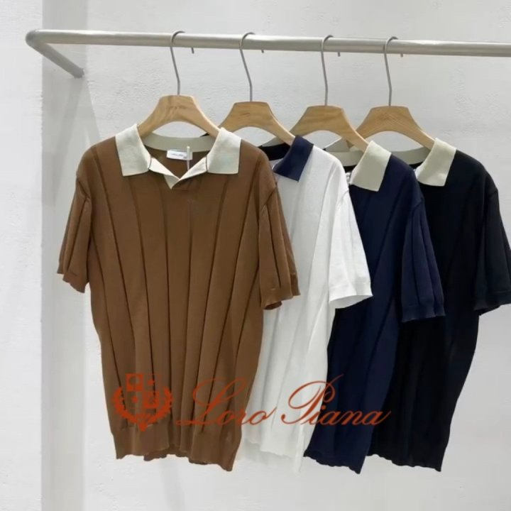 LOROPIANA 로로피아나 배색 오픈 카라티