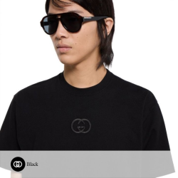 GUCCI 구찌 Interlocking G 자수 코튼 티셔츠