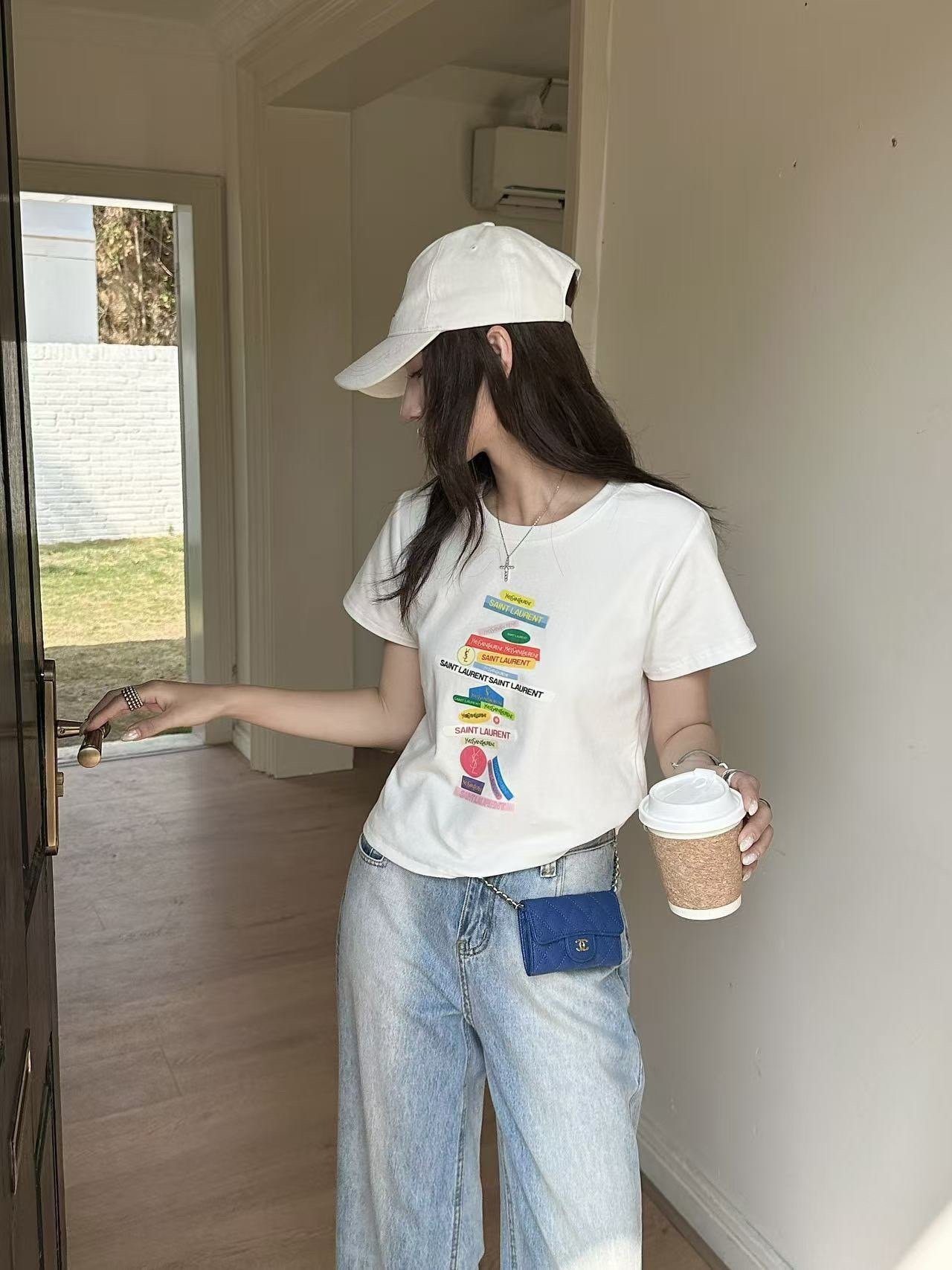 SAINT LAURENT 생로랑 라벨 티셔츠