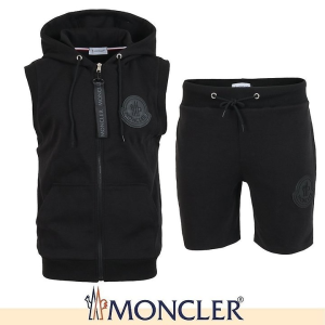 MONCLER 몽클레어 빅로고 민소매 후드집업 & 반바지 셋업