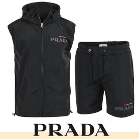 PRADA 프라다 레터링 우븐 베스트 셋업
